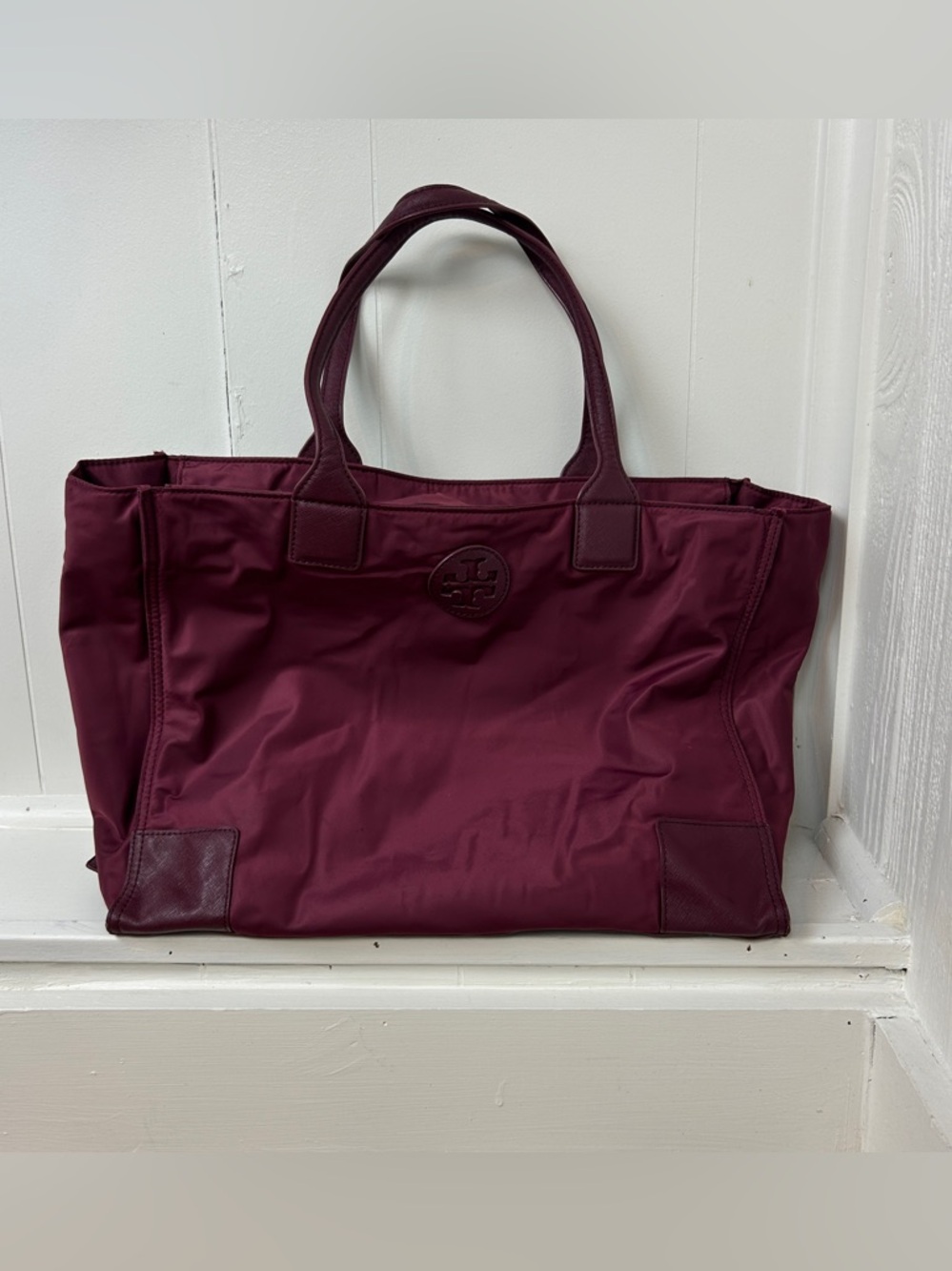 Tory Burch Maroon Ella Packable Nylon Tote